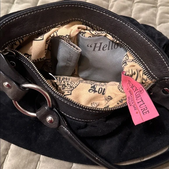 Juicy Couture Black Shoulder Bag with Heart Accent - Picture 6 of 7